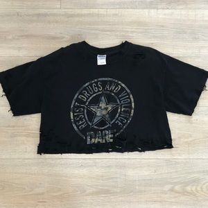 One of a Kind Vintage Distressed D.A.R.E Crop Top